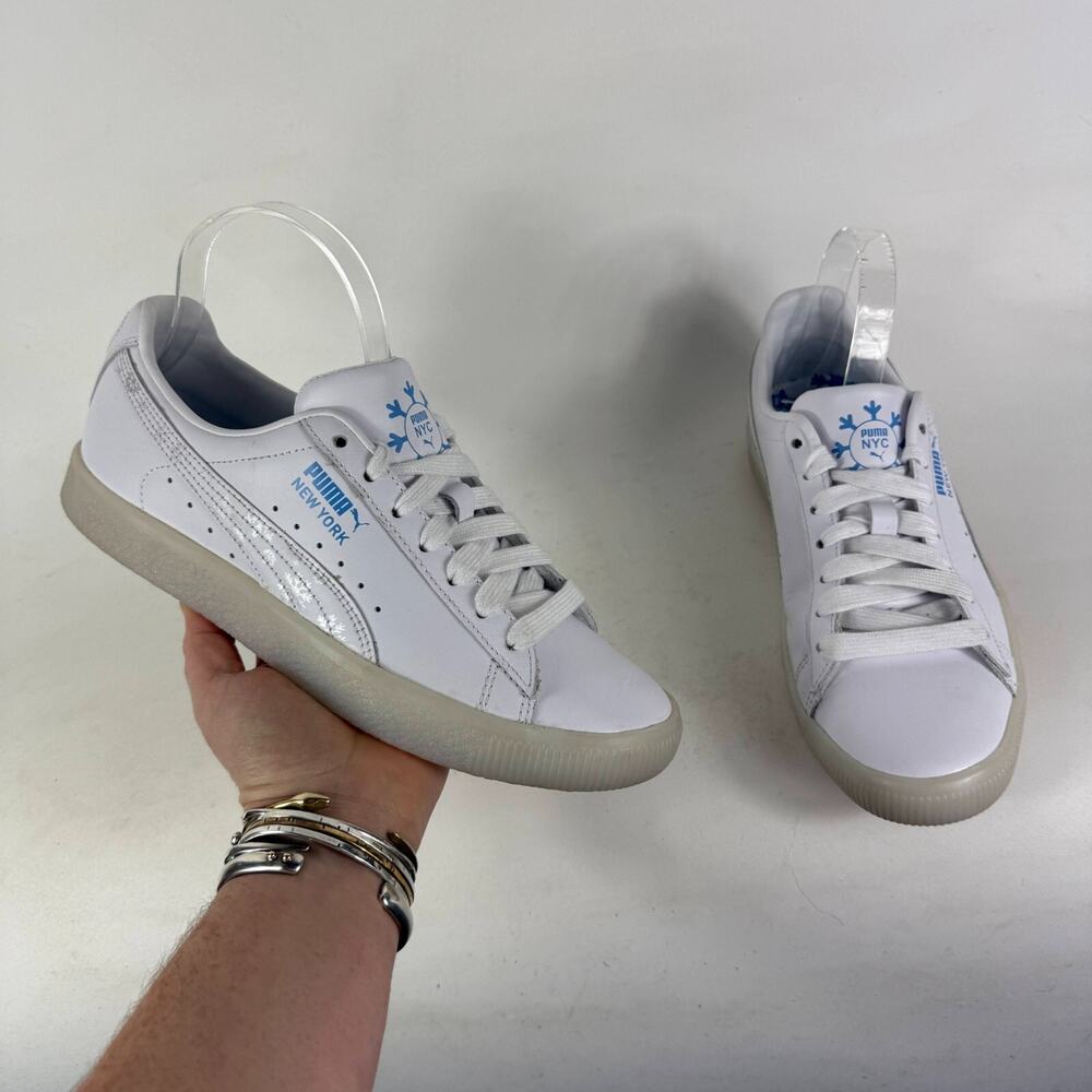 PUMA Clyde NYC Flagship Athletic Sneakers Women's 9.5 White Lace-Up 383754-01